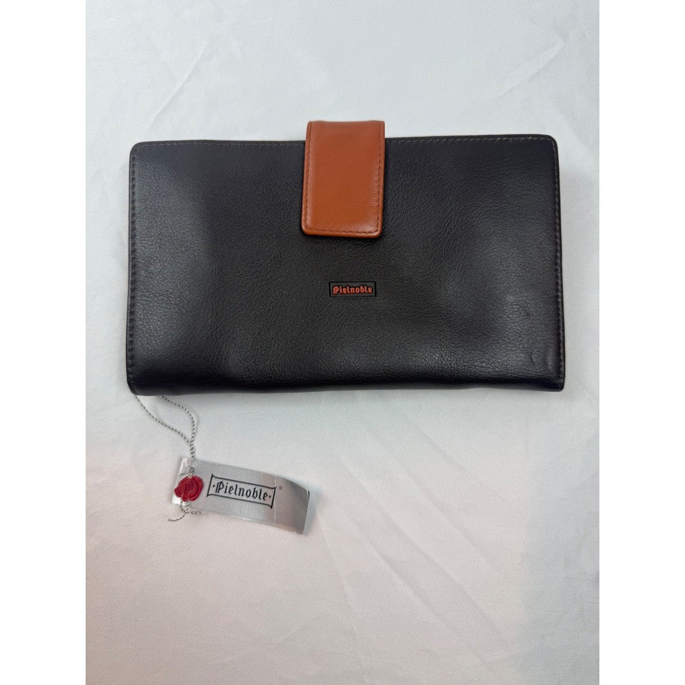 Vintage Pielnoble Two Tone Leather Wallet Organizer Made in Spain NWT